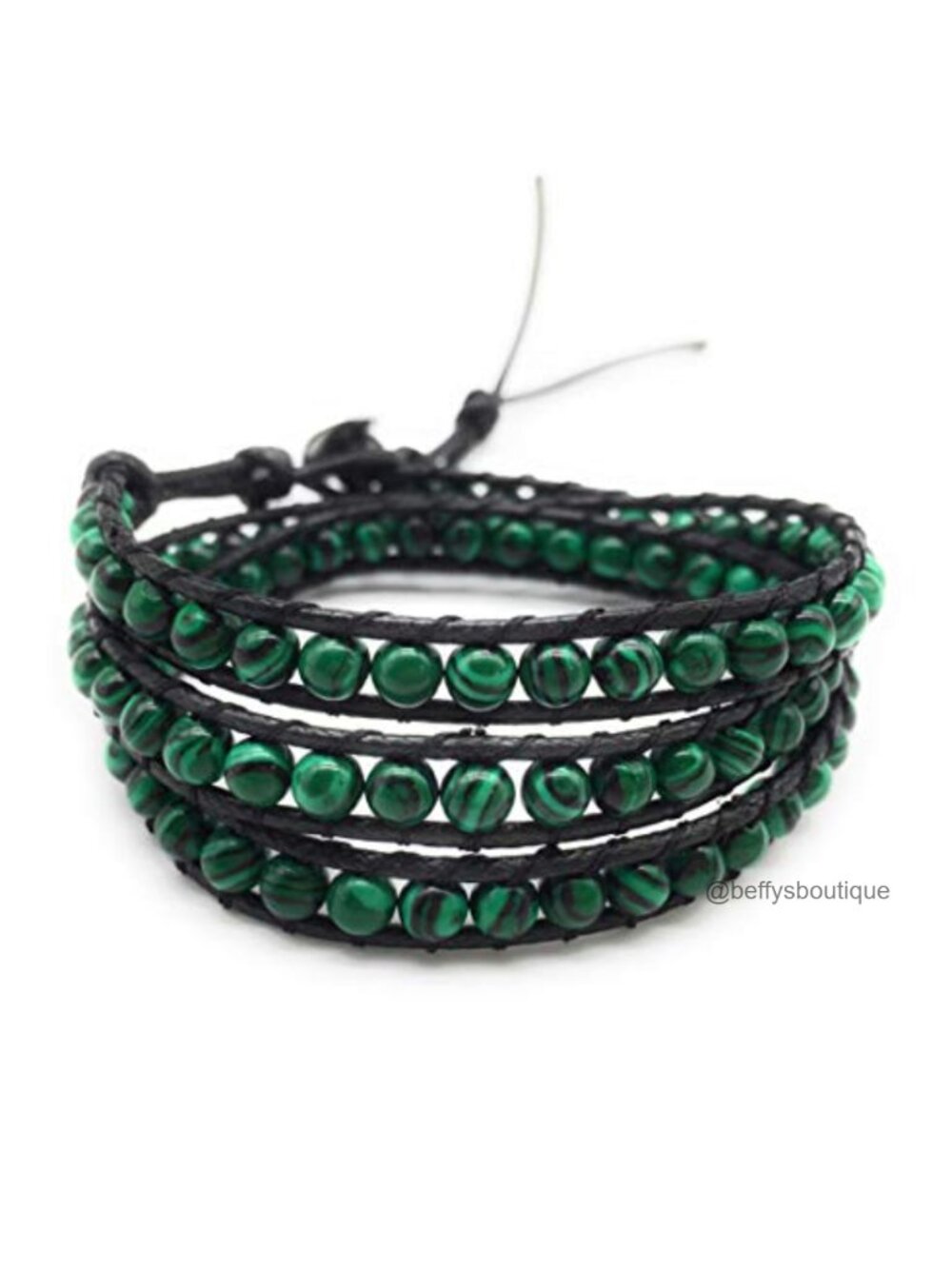 Handmade Natural Stone Bead Leather Cord Wrap Bracelet Adjustable 3 Wrap